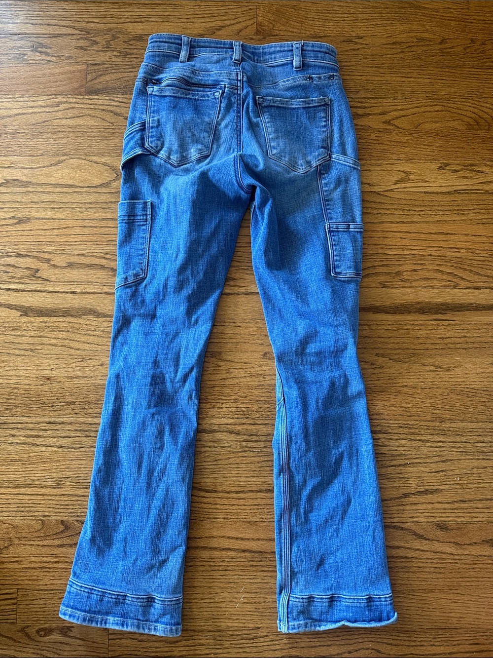 Women’s Blue Flare Carpenter Jeans with Utility Pocket - Picture 3 of 3